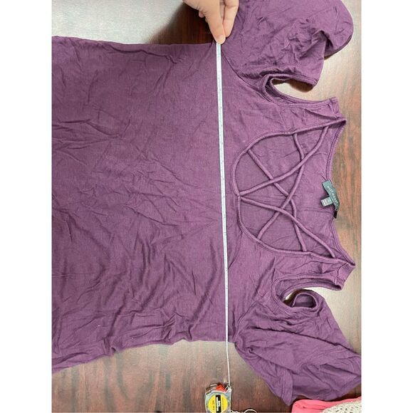 West Coast Love Cold Shoulder Plum Cross Front Blouse - Picture 7 of 8